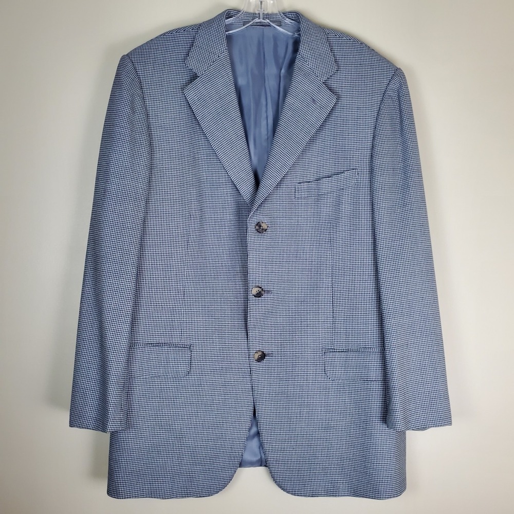 Ermenegildo Zegna Black White Houndstooth 15MilMil15 Wool Sport Coat Jacket 52R